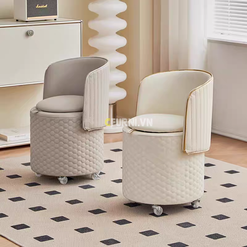 Ghế đôn bọc da chân xoay D3