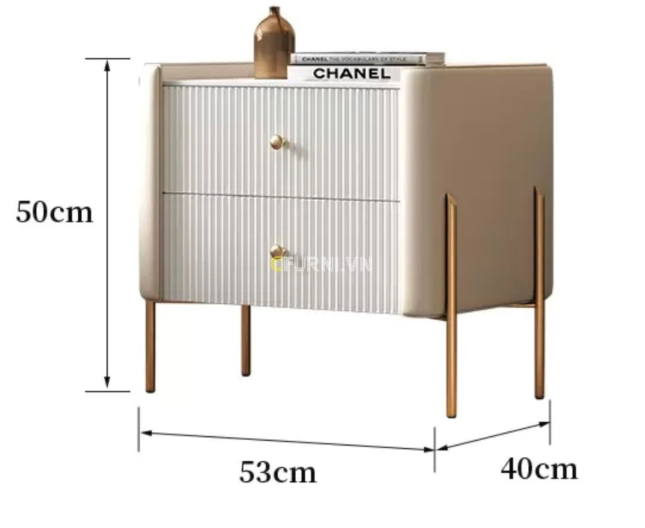 Chân inox + thùng MDF bọc da công nghiệp/ vải nhung