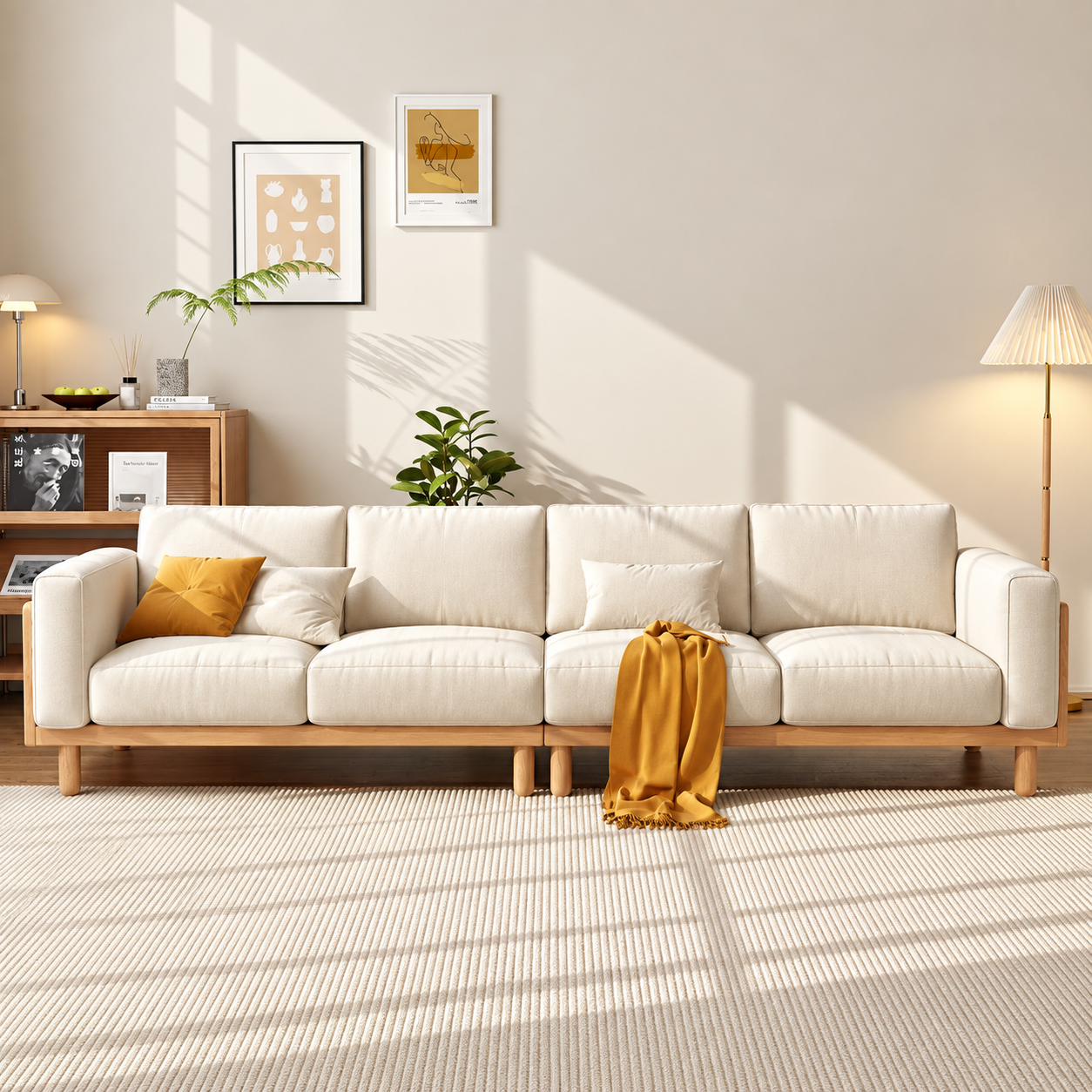 Mẫu sofa băng gỗ kết hợp đệm