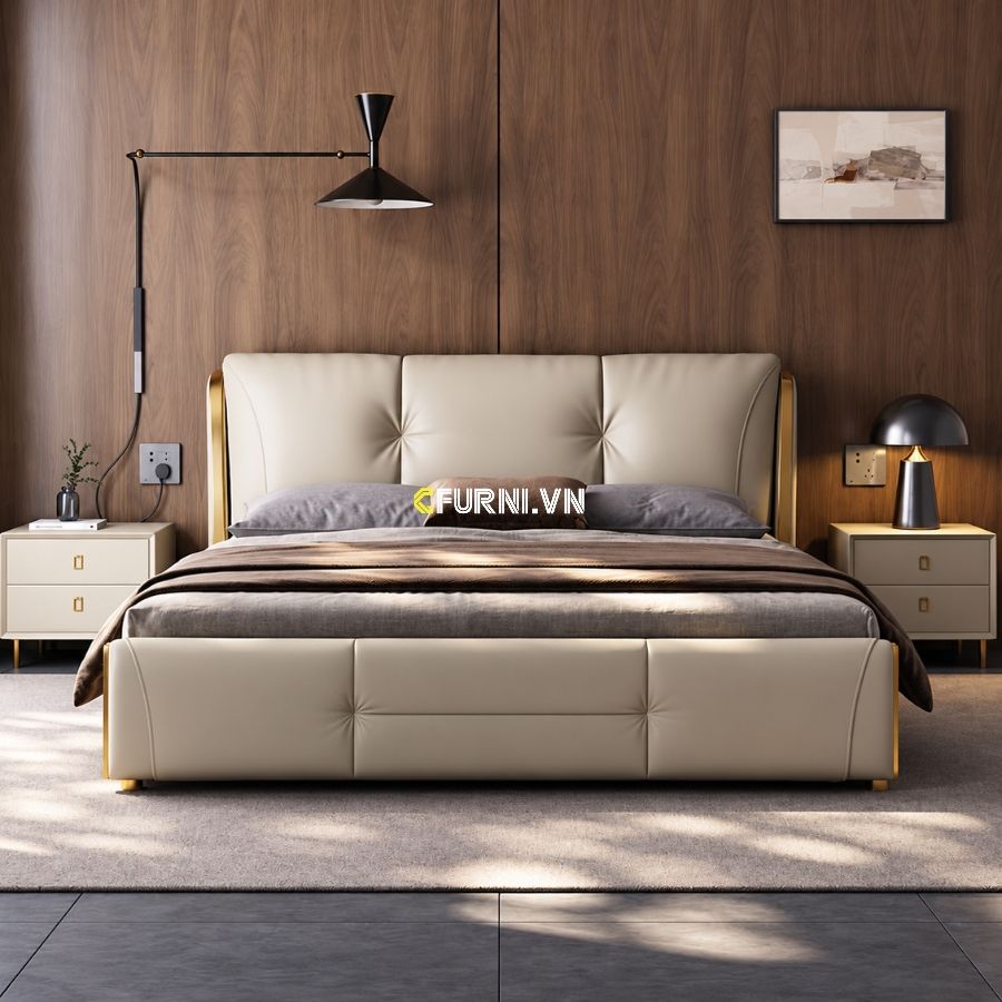 Giường ngủ bọc nệm phong cách tân cổ điển
